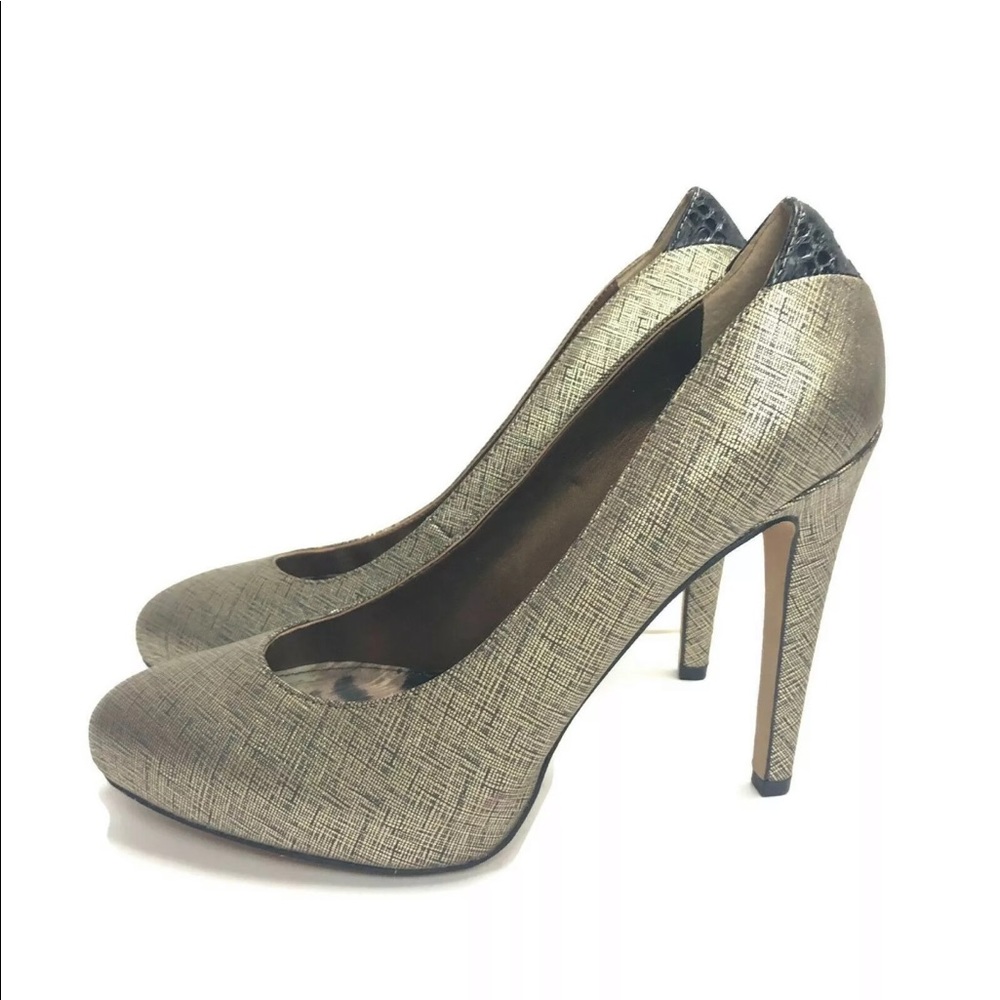 SAM EDELMAN Yasmine Gold Shimmer High Heel Pumps